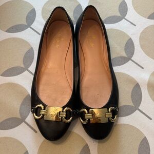 Kate Spade Black Loafers with Gold Detailing
